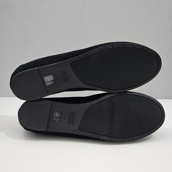NEW Eileen Fisher Una 2 Flat Womens 10 Black Suede Slip On Hidden Wedge Comfort - Picture 11 of 13